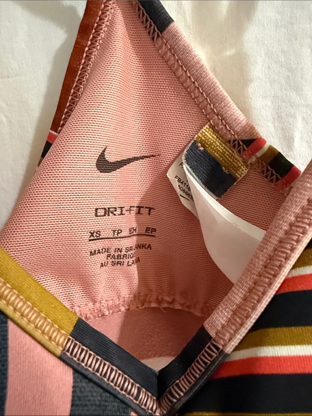 Nike Geometric Strappy Sports Bra — Pink, Black, Mustard, Cream XS
